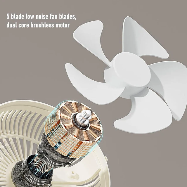 Alt view image 3 of 7 - Socobeta Dual Fan Misting Fan with 6 Nozzles 360 Rotation 2400mAh Battery for Home Office Outdoor Cooling