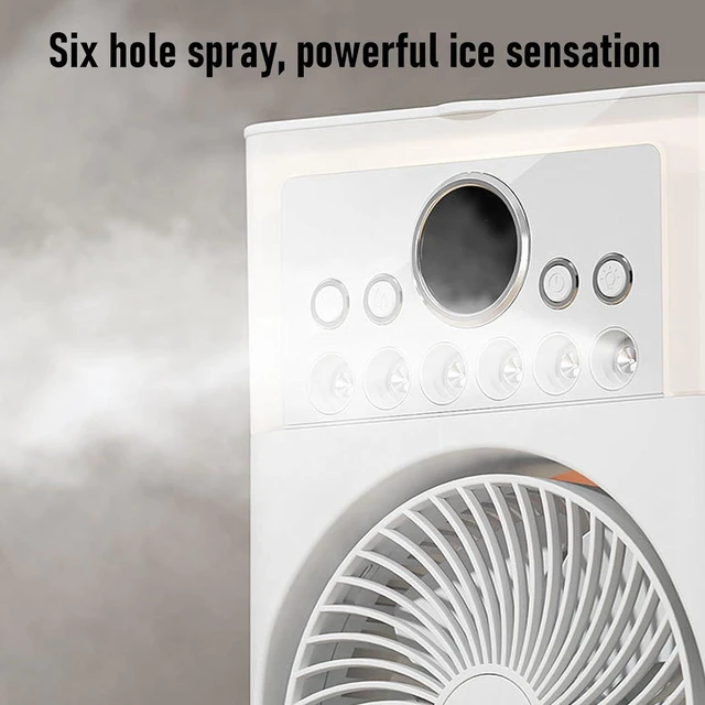 Alt view image 7 of 7 - Socobeta Dual Fan Misting Fan with 6 Nozzles 360 Rotation 2400mAh Battery for Home Office Outdoor Cooling
