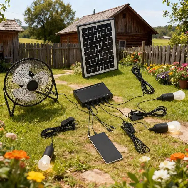 Alt view image 4 of 7 - Solar Power Run 8In DIRECT CURRENT Fan Double Electrical Supply USB Charging for Backpacking Excursions Solar Backpacking Fan