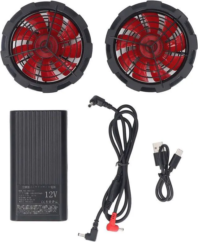 Alt view image 5 of 7 - Cooling Jacket Fan 4 Speeds 80000mAh Battery 12V High Output Fan Power Bank Set for Air Conditioning Clothes with 9cm 130L S Airflow 6H Runtime Cover