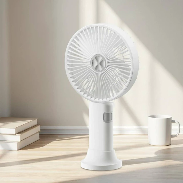 Alt view image 2 of 7 - predolo Foldable Hand Fan Current Folding Handheld Fan Long Enduring & Residential Cooling for Office, Dorm, White, Large Wind Long Endurance