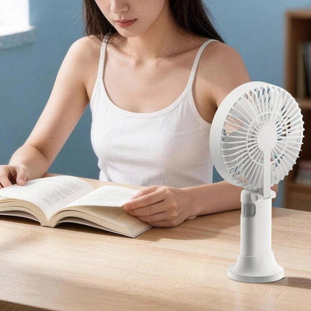 Alt view image 3 of 7 - predolo Foldable Hand Fan Current Folding Handheld Fan Long Enduring & Residential Cooling for Office, Dorm, White, Large Wind Long Endurance