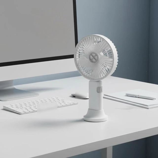 Alt view image 6 of 7 - predolo Foldable Hand Fan Current Folding Handheld Fan Long Enduring & Residential Cooling for Office, Dorm, White, Large Wind Long Endurance