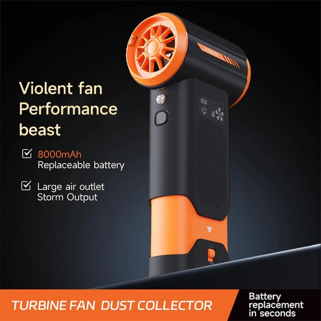 Alt view image 7 of 7 - Cordless Fan Light Weight Blower Handheld Engine Fan Air Blower 8000mAh for Women Men Computer Cleaning Outdoor Adjustable Cooling