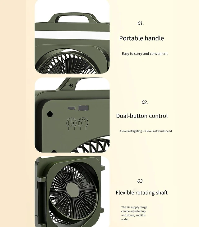 Alt view image 3 of 7 - Practical Desktop Fan with Smooth Operations and Ergonomic Handle Rechargeable Texture for Daily Comfort Multifunctional Table