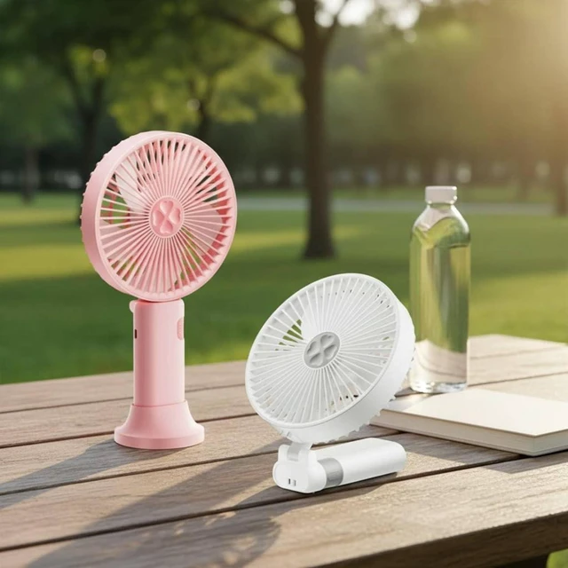 Alt view image 4 of 7 - predolo Foldable Hand Fan Current Folding Handheld Fan Long Enduring & Residential Cooling for Office, Dorm, White, Large Wind Long Endurance