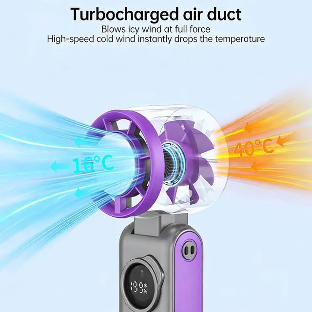 Alt view image 4 of 7 - Portable Handheld Digital Fan Rechargeable Powerful Cooling Tool for Outdoor Camping Traveling Rechargeable Cooling