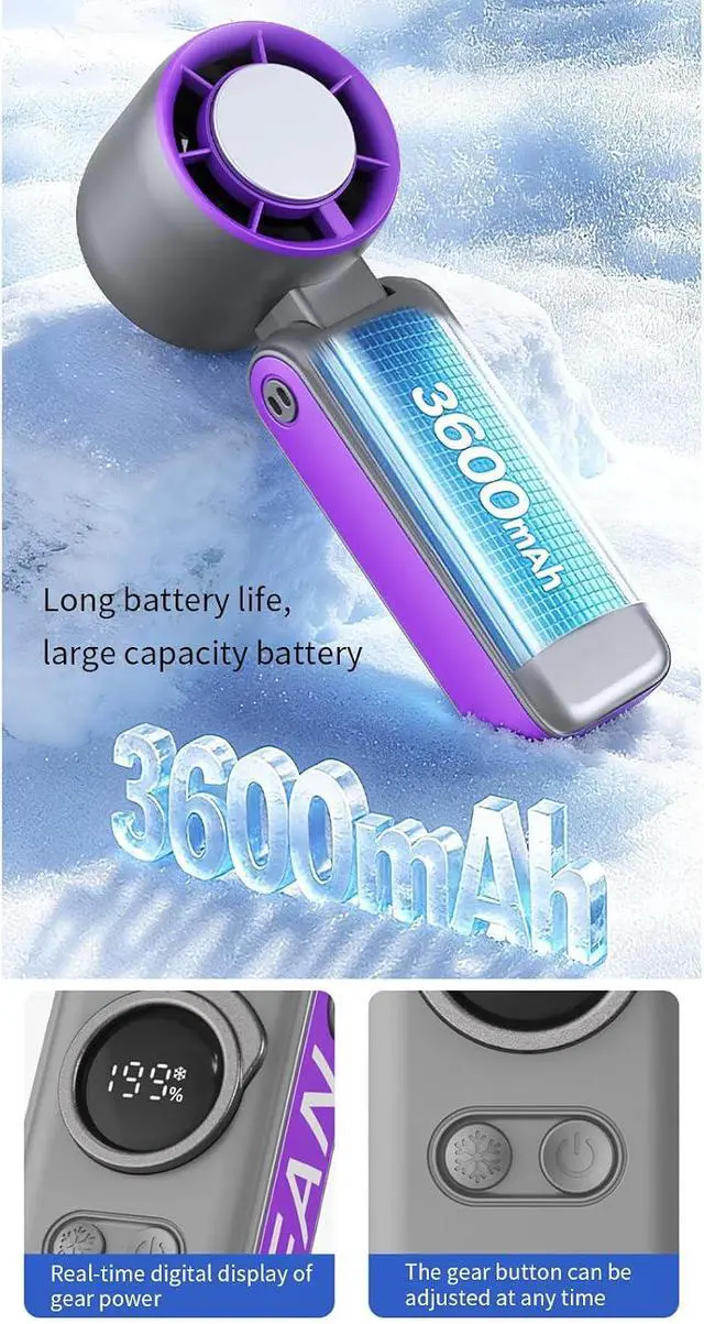 Alt view image 7 of 7 - Portable Handheld Digital Fan Rechargeable Powerful Cooling Tool for Outdoor Camping Traveling Rechargeable Cooling