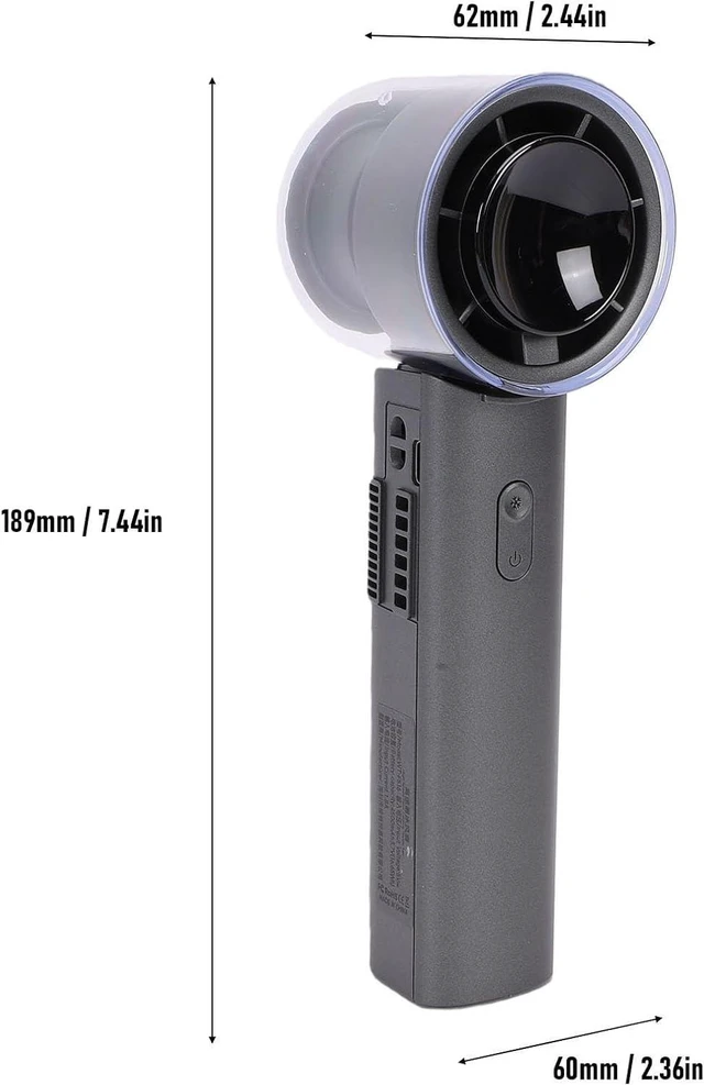 Alt view image 6 of 7 - Cryfokt Portable Handheld Fan, 3 in 1 Personal Fan with Ice Cooling 12800RPM 6 Speeds Foldable Neck Wearable Desktop USB Rechargeable 4500mAh Battery Digital Display, for Outdoor (Gray)