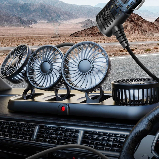 Alt view image 7 of 7 - Desktop Car 4 Head Cooling Fan with USB Power Supply, B