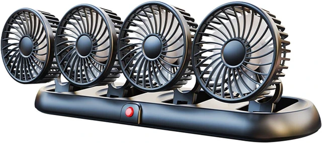 Alt view image 7 of 7 - Desktop Car 4 Head Cooling Fan with 3 Speed Setting and 360 Degree Rotation Car Accessories Fan Texture
