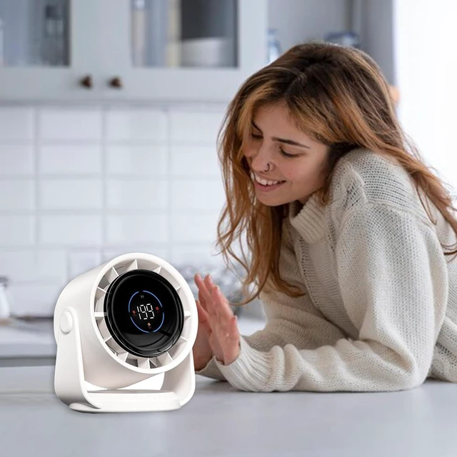 Alt view image 6 of 7 - Portable Fan Adjustable Cooling Fan Digital Display USB Indoor Suitable for Indoor Use Digital Display