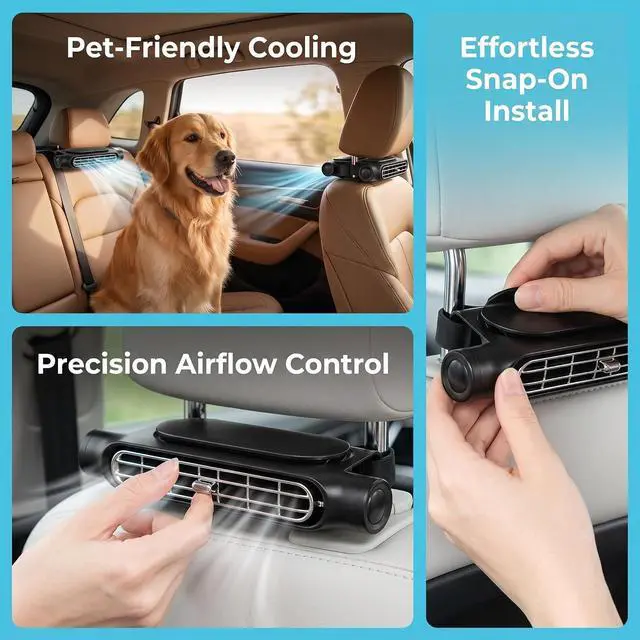 Alt view image 6 of 7 - Car Fan for Backseat Driver, Car Seat Fan for Driver & Back Seat, USB Backseat Fan for Kids Baby Rear Facing with 3 Adjustable Wind Speeds for Most Cars Vehicle Jeep Van RV Truck (2 Pcs White)