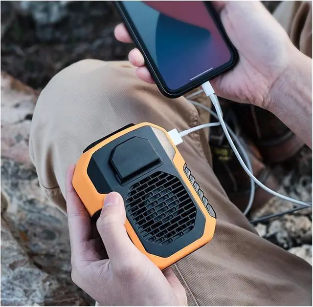 Alt view image 4 of 7 - Portable Waist Fan, Portable USB Rechargeable Bladeless Waist Clip And Neck Fan With Power Bank Function For Outdoor Use(Dark Green)