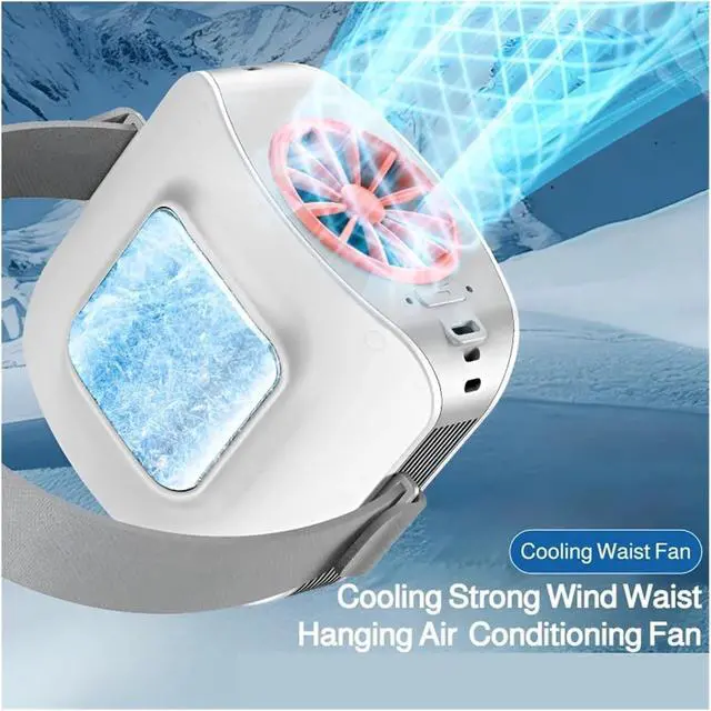 Alt view image 2 of 5 - Portable Waist Fan, Waist Clip Cooling Fan USB Rechargeable High Speed Semiconductor For Outdoor Work And Camping(Navy blue)
