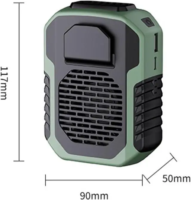 Alt view image 7 of 7 - Portable Waist Fan, Portable USB Rechargeable Bladeless Waist Clip And Neck Fan With Power Bank Function For Outdoor Use(Dark Green)