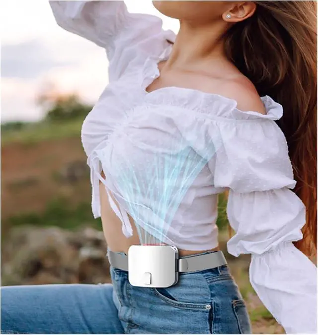 Alt view image 5 of 5 - Portable Waist Fan, Waist Clip Cooling Fan USB Rechargeable High Speed Semiconductor For Outdoor Work And Camping(Navy blue)