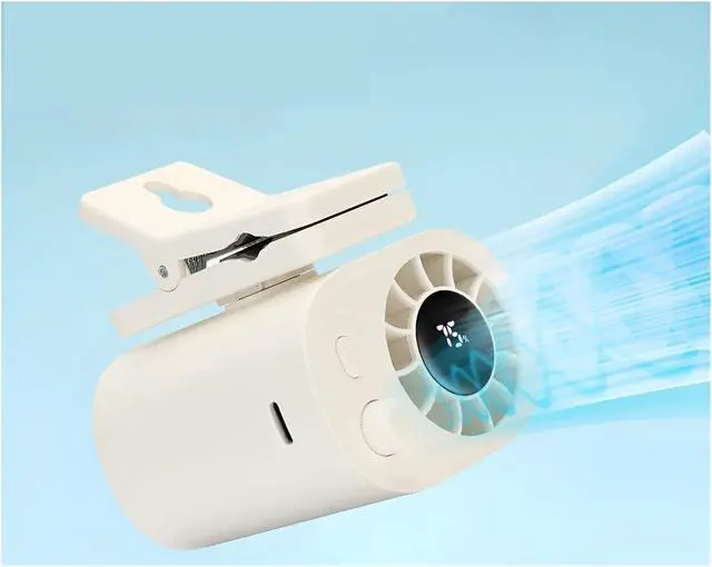 Alt view image 3 of 5 - Portable Waist Fan, Mini Clip Fan Neck Waist Fan USB Rechargeable Belt Clip Fan For Outdoor Travel Strong Airflow Mini Fan(White)
