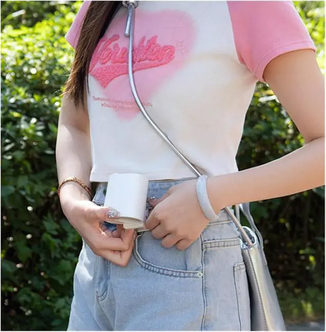 Alt view image 4 of 5 - Portable Waist Fan, Mini Clip Fan Neck Waist Fan USB Rechargeable Belt Clip Fan For Outdoor Travel Strong Airflow Mini Fan(White)