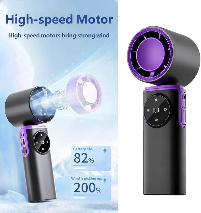 Alt view image 2 of 7 - Portable Outdoor Handheld Fan 0-100 Speed Small Cooling USB Rechargeable Control Cooling with Cold Compress Quiet Handheld for Use
