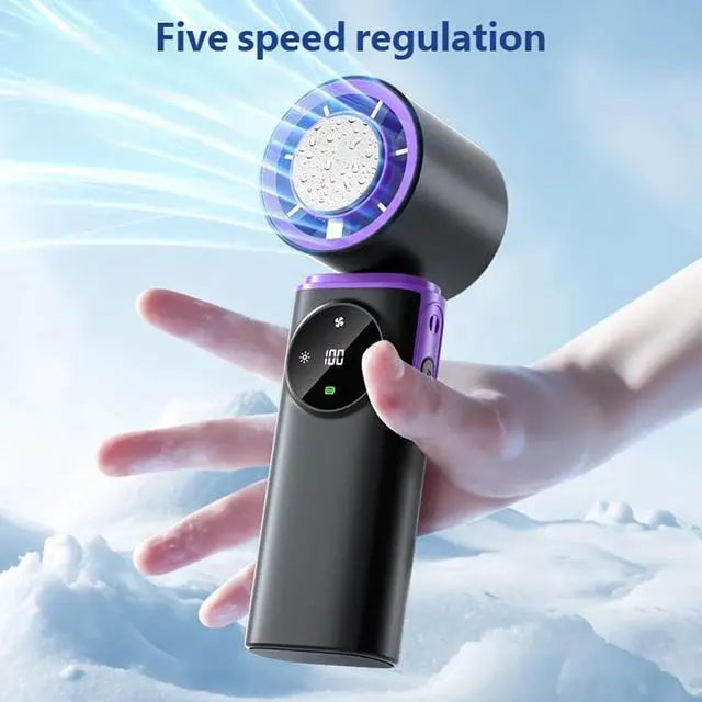 Alt view image 7 of 7 - Portable Outdoor Handheld Fan 0-100 Speed Small Cooling USB Rechargeable Control Cooling with Cold Compress Quiet Handheld for Use