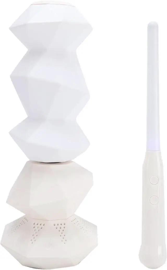 Main image of Hyuduo Remote Control Music Night Light Speaker Lamp with Color Changing Rotating Crystal Wand for Gaming Bedroom Desk Ambiance (White)