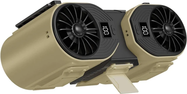 Main image of Portable Waist Fan, Dual Air Outlet Waist Clip Fan USB Rechargeable Strong Wind Portable Cooling Fan For Outdoor Work And Camping(Brown black)