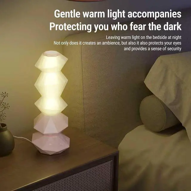 Alt view image 3 of 7 - VINGVO RGB Color Changing LED Music Night Light, Rotating Crystal Lamp with Remote Control, Ideal for Gaming, Bedroom & Party Ambiance (White)
