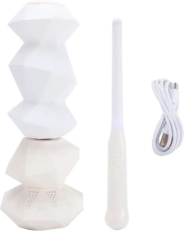 Alt view image 6 of 7 - Hyuduo Remote Control Music Night Light Speaker Lamp with Color Changing Rotating Crystal Wand for Gaming Bedroom Desk Ambiance (White)