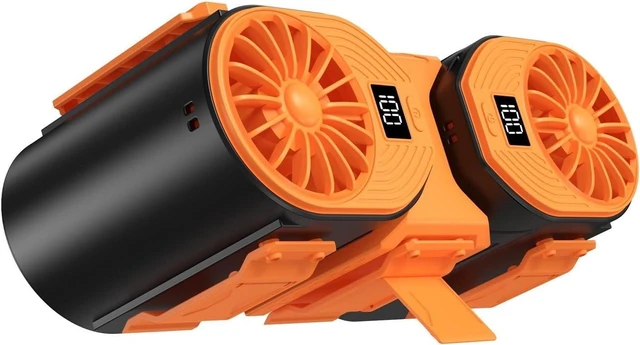 Main image of Portable Waist Fan, Dual Air Outlet Waist Clip Fan USB Rechargeable Strong Wind Portable Cooling Fan For Outdoor Work And Camping(Black orange)