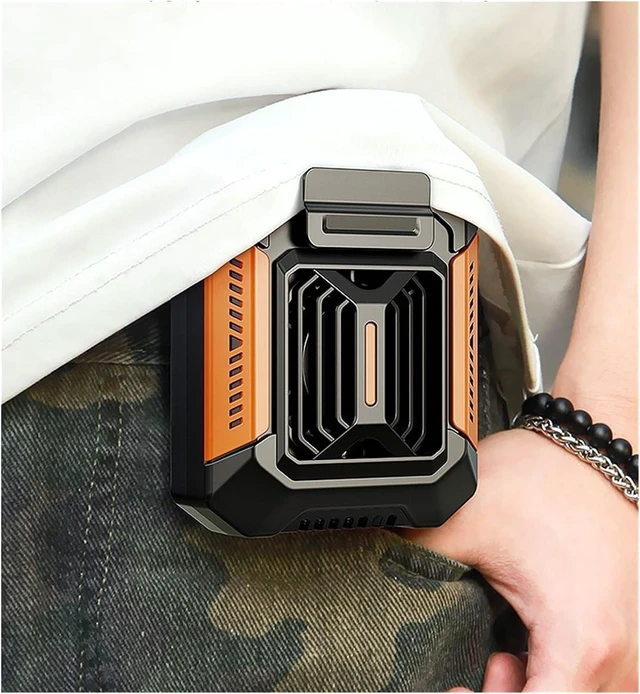 Alt view image 3 of 6 - Portable Waist Fan, Waist Clip Fan Mini Portable Fans USB Rechargeable Hanging Neck Fan Small Outdoor Camping Waist Fans With LED Light(Green)