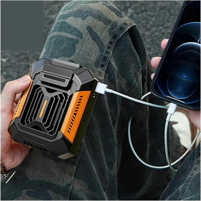 Alt view image 5 of 6 - Portable Waist Fan, Waist Clip Fan Mini Portable Fans USB Rechargeable Hanging Neck Fan Small Outdoor Camping Waist Fans With LED Light(Green)