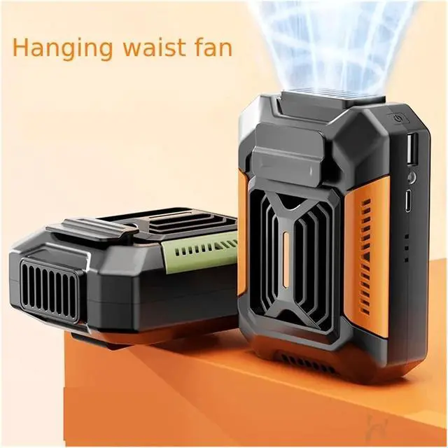 Alt view image 4 of 5 - Portable Waist Fan, Mini Waist Clip Fan USB Rechargeable Portable Neck Hanging Cooling Fan For Outdoor Work School And Travel(Green)