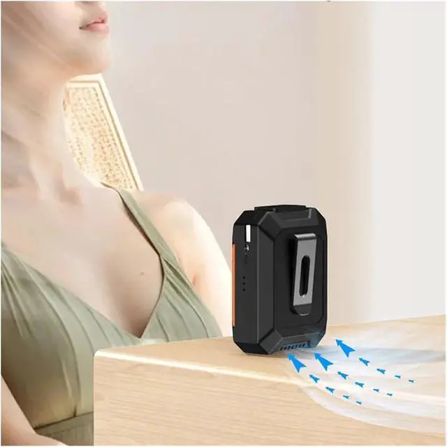 Alt view image 5 of 6 - Portable Waist Fan, Portable Waist Clip Fan Multifunction Mini Outdoor USB Rechargeable Hanging Neck Fan Waist Fans With LED Lights(Green)