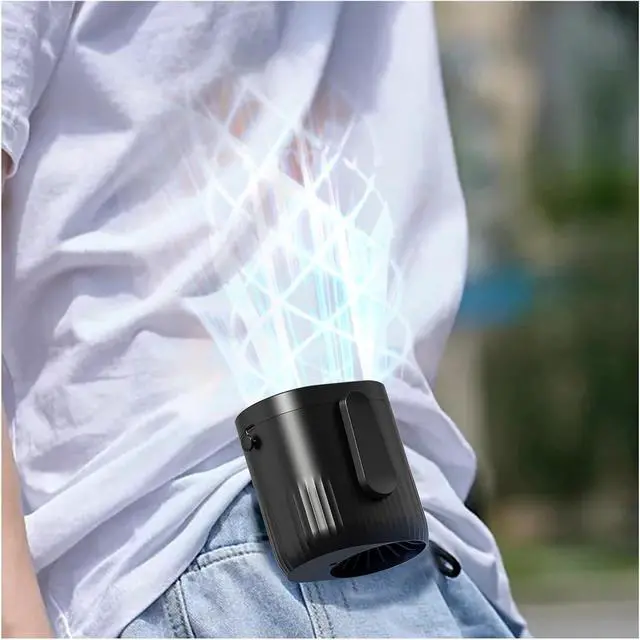 Alt view image 3 of 5 - Portable Waist Fan, Portable Waist Clip Fan USB Rechargeable Strong Wind Belt Fan For Outdoor Work And Travel(Black)