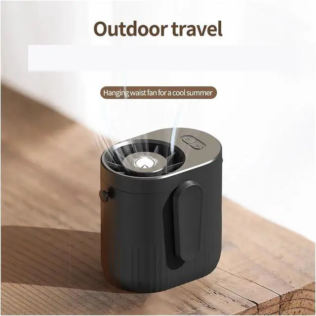Alt view image 5 of 5 - Portable Waist Fan, Portable Waist Clip Fan USB Rechargeable Strong Wind Belt Fan For Outdoor Work And Travel(Black)