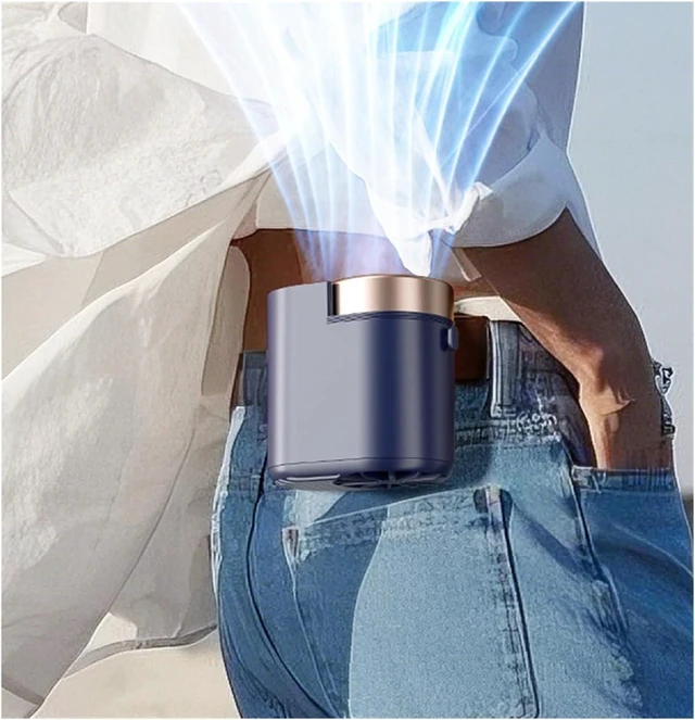 Alt view image 3 of 6 - Portable Waist Fan, USB Rechargeable Waist Clip Fan Portable Strong Airflow Cooling Fan For Outdoor Work Travel(Navy blue)