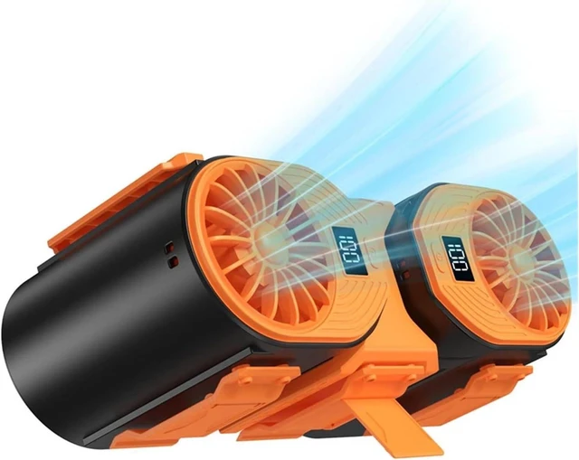 Main image of Portable Waist Fan, 2-in-1 Rechargeable Waist Clip Fan With Double Air Duct And Digital Display For Outdoor And Desktop Neck Use(Black Orange)