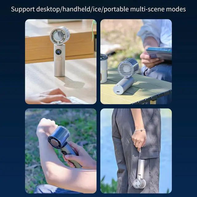 Alt view image 2 of 7 - Ergonomic Handheld Fan Folding Fan 3000mAh Battery Suitable for Outdoor Travel and Home Use with Adjustable Speeds