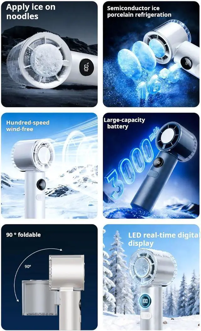 Alt view image 6 of 7 - Ergonomic Handheld Fan Folding Fan 3000mAh Battery Suitable for Outdoor Travel and Home Use with Adjustable Speeds