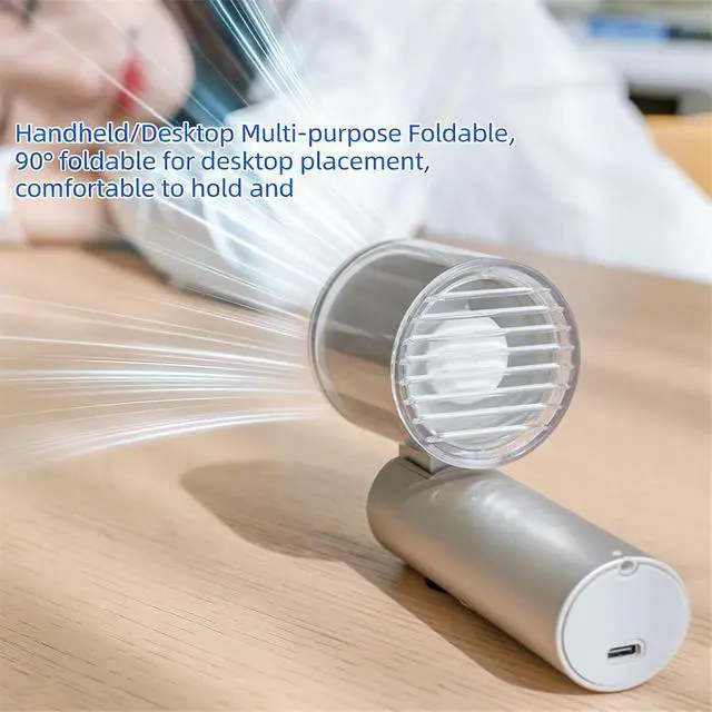 Alt view image 7 of 7 - Ergonomic Handheld Fan Folding Fan 3000mAh Battery Suitable for Outdoor Travel and Home Use with Adjustable Speeds
