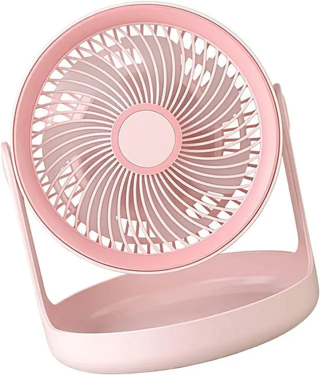 Main image of Compact Portable Desktop Electric Fan with Storage Base 3 Speed Adjustable USB Rechargeable Fan for Dorm Offices Travel