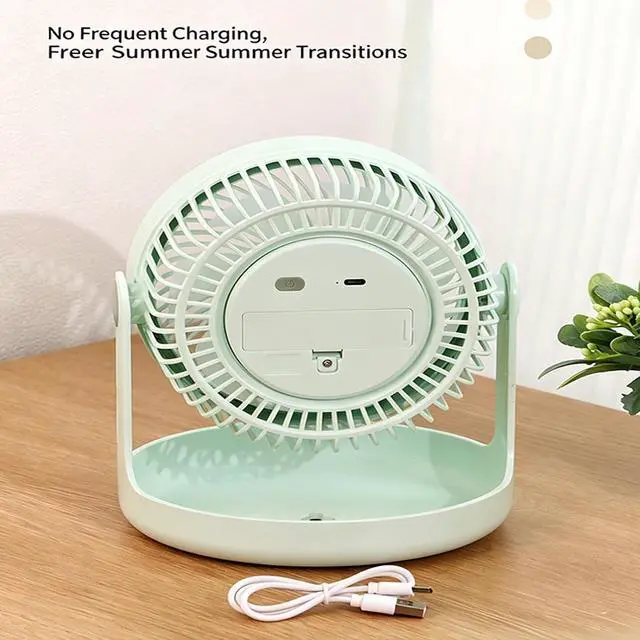 Alt view image 6 of 7 - Compact Portable Desktop Electric Fan with Storage Base 3 Speed Adjustable USB Rechargeable Fan for Dorm Offices Travel