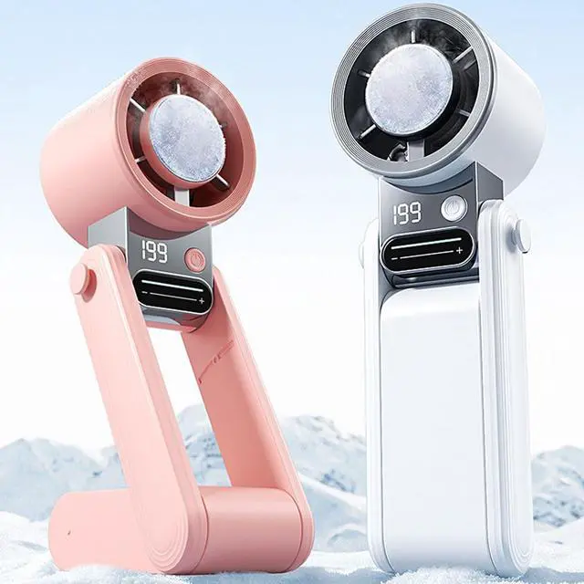 Alt view image 3 of 7 - Foldable Handheld Fan with 199 Adjustable Speed Quiet USB Rechargeable Desk for Indoor Outdoor Use Birthday Holiday Usb Rechargeable Handheld for Outdoor