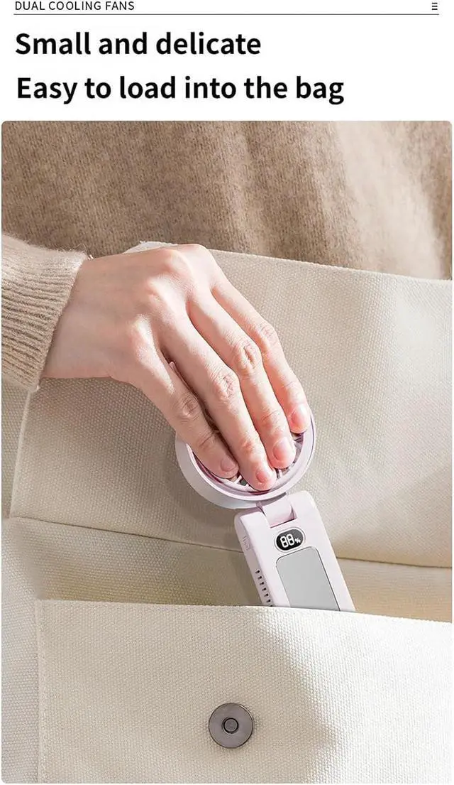 Alt view image 7 of 7 - Handheld Fan 3600mAh Quiet Desk Outdoor Cooling Device Pocket Size ABS Texture Suitable for Purse and Bag Quiet Individual