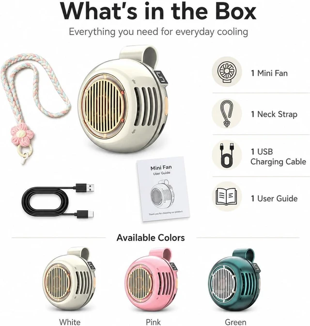 Alt view image 7 of 7 - Portable Mini Bladeless Fan Clip, USB Rechargeable Wearable Waist Fan with Digital Display, 3 Speed Silent Personal Cooling Fan, 360° Rotatable 5 Speeds for Travel Office Commuting Hiking (#B*2)