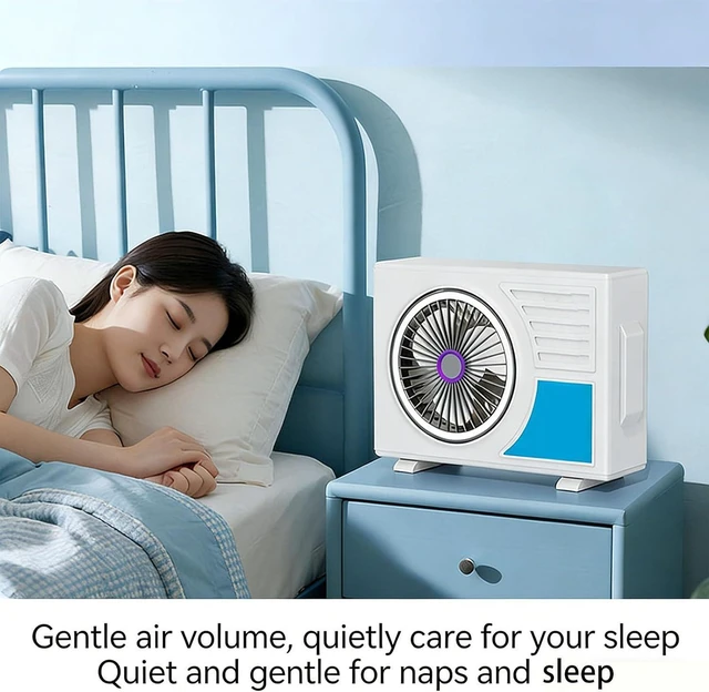 Alt view image 2 of 7 - USB Rechargeable Desktop Fan with 5 Speed Levels and 180 Degree Adjustable Direction for Home Study Area