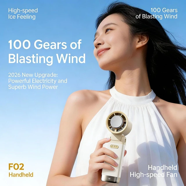 Alt view image 7 of 7 - Portable Foldable Fan Powerful Handheld Fan with Cold Compress 0-100 Speed USB Rechargeable Travel Camping Outdoor
