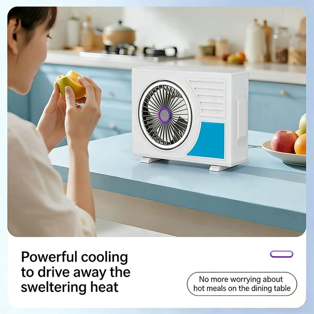 Alt view image 5 of 7 - USB Rechargeable Desktop Fan with 5 Speed Levels and 180 Degree Adjustable Direction for Home Study Area