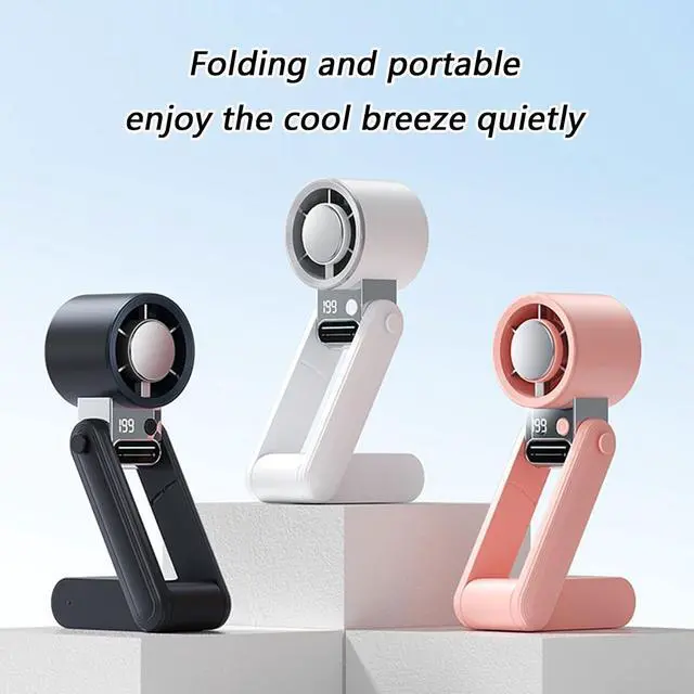 Alt view image 2 of 7 - Portable Cooling Fan Powerful Handheld Fan with Cold Compress 199 Speed USB Rechargeable Travel Camping Outdoor
